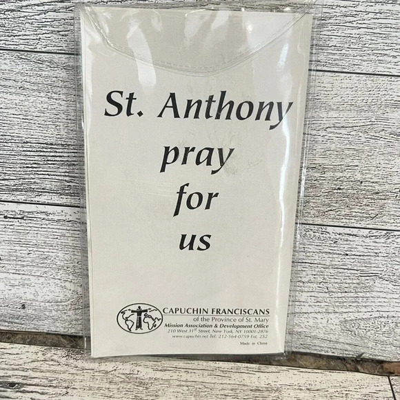 Pray For Us St. Anthony Silver Tone Pendant Necklace Medal Oval Friars New York - Picture 3 of 4